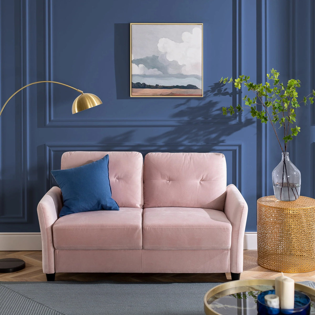 Ember Interiors Ricardo Loveseat, Blush Velvet