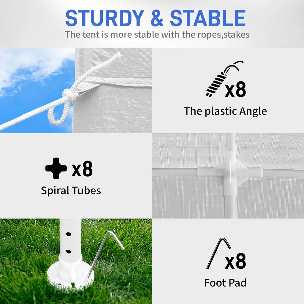 10'x30' Outdoor Party Tent with 8 Removable Sidewalls, Waterproof Canopy Patio Wedding Gazebo, White
