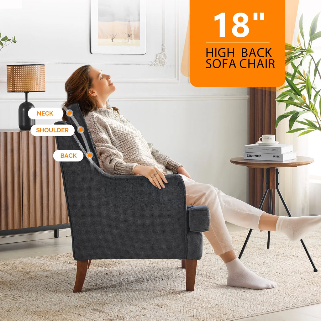 Ktaxon Fabric Accent Chair, Reading Armchair with Removable Cushion, Single Sofa with Extra Seat Depth for Living Room Bedroom Black