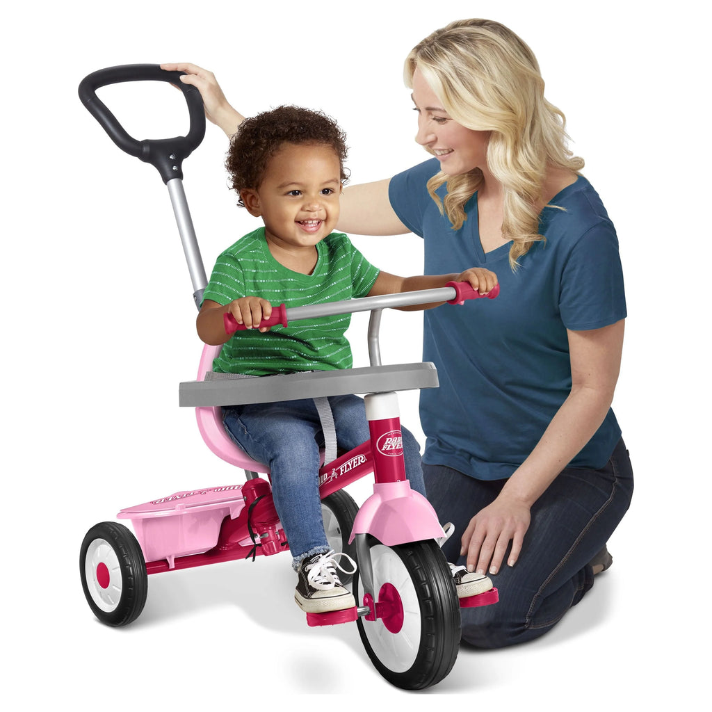 Radio Flyer, 3-in-1 Stroll 'N Trike, 3 Stages Grows with Child, Pink Tricycle