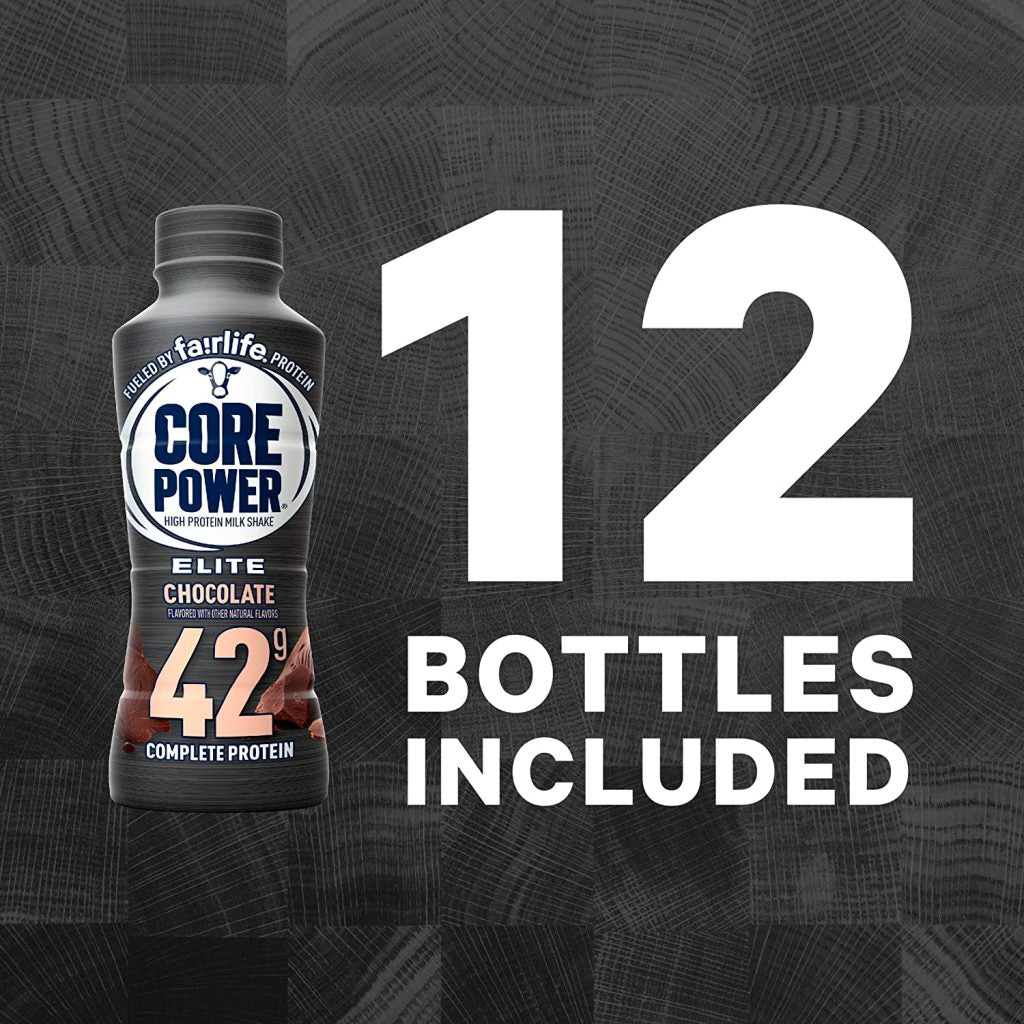 Core Power Elite Chocolate Protein Shakes 42g, 14 Fl Oz, Pack of 12 – Workout Recovery Drink