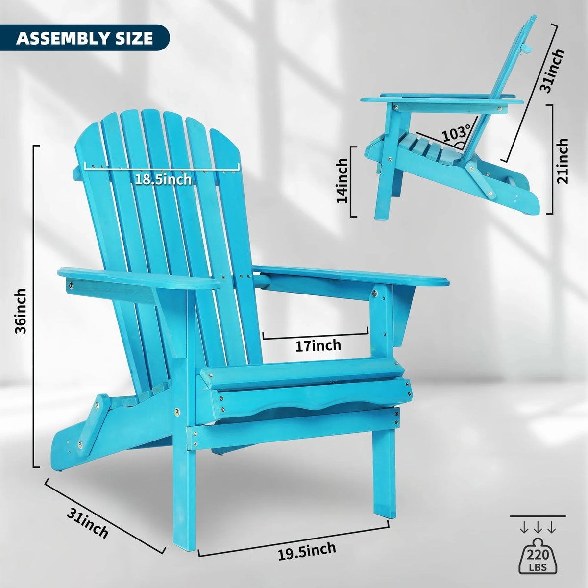 uhomepro Outdoor Adirondack Chairs Set of 2, Folding Fire Pit Chair, Weather Resistant Patio Lawn Chair for Outside Deck Garden Backyard Balcony, Gray