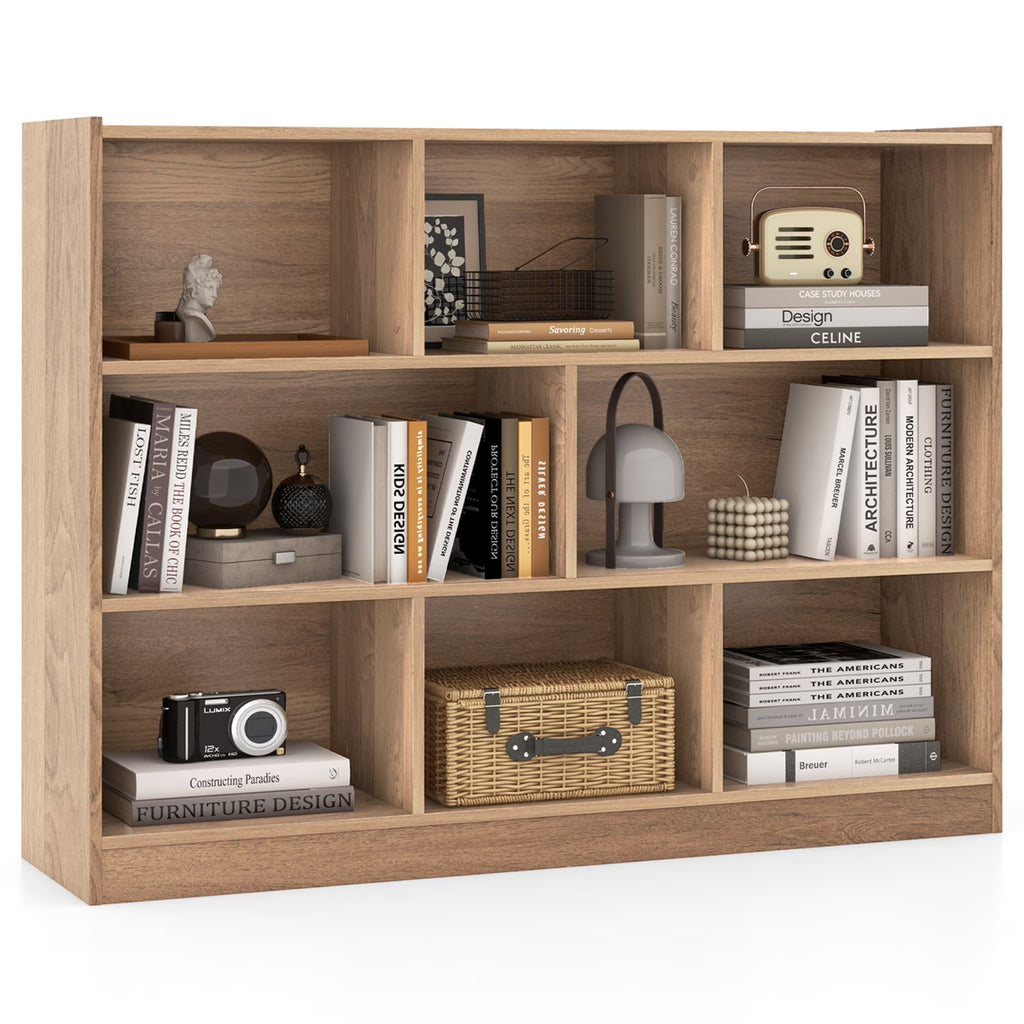 Costway 3-tier Open Bookcase 8-Cube Floor Standing Storage Shelves Display Cabinet White