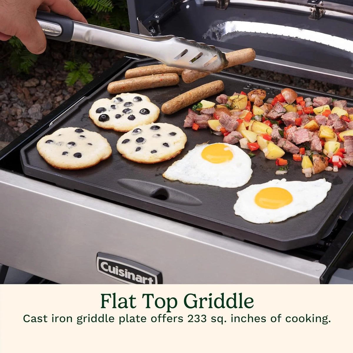 Cuisinart CGG-403 3-in-1 Grill, Griddle and Pizza Oven, Stainless Steel