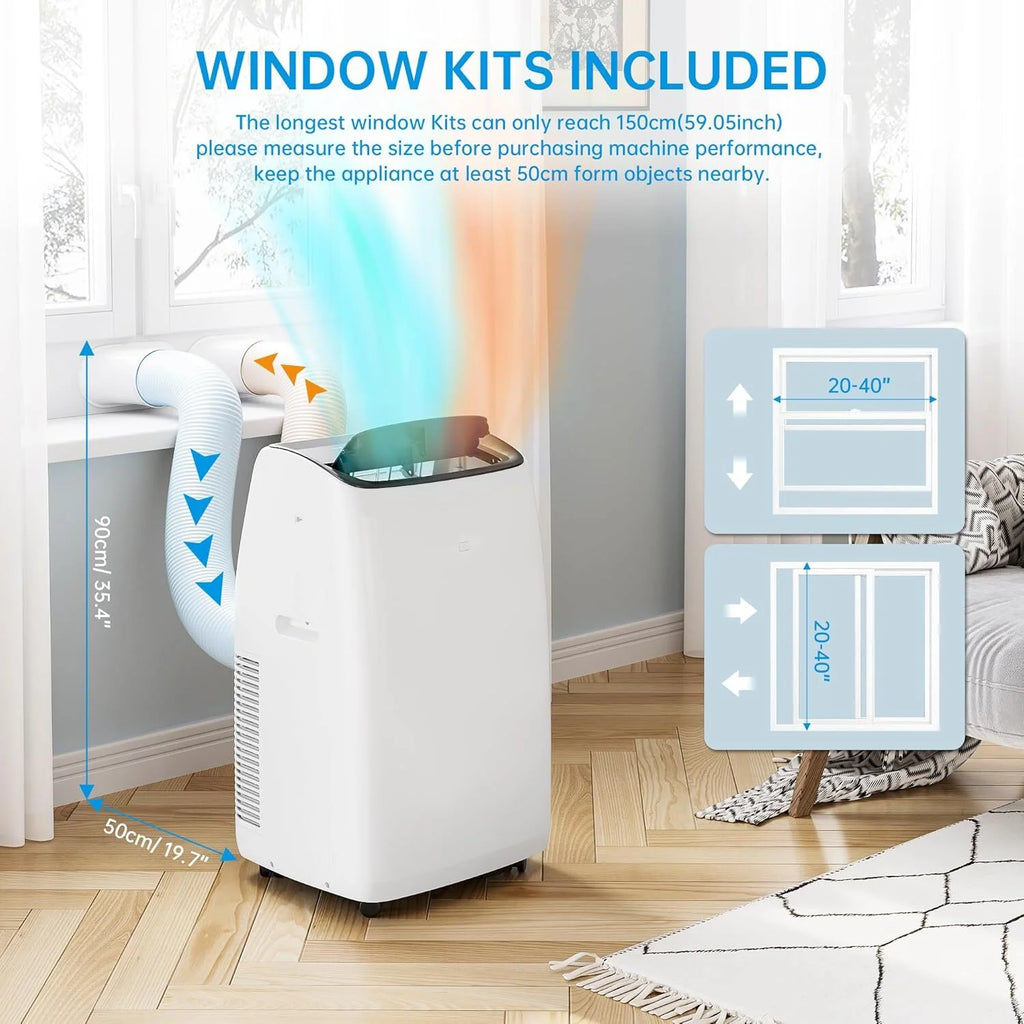 Garvee 14000 BTU Air Conditioner with Heater, Portable AC Unit w/Remote Control & Window Kit for Room up to 750 Sq.ft, White