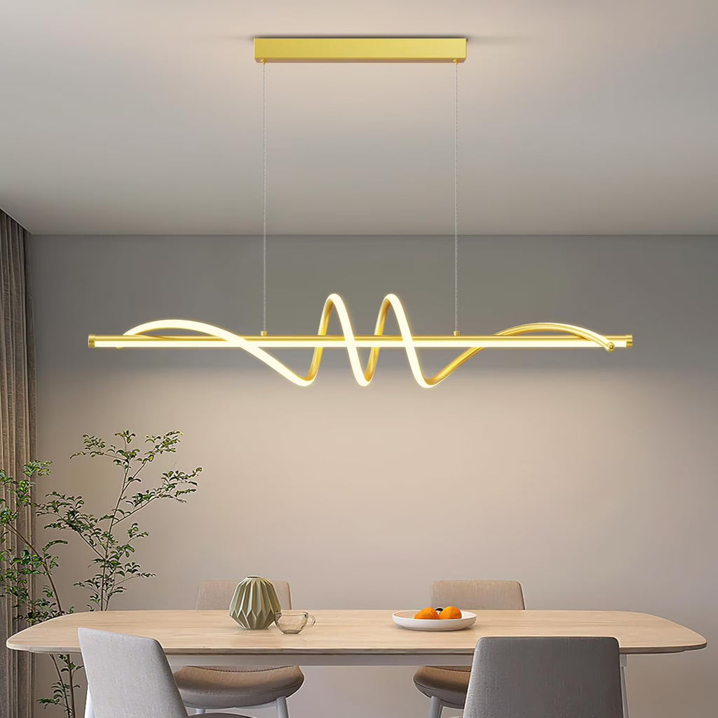 Modern Led Chandelier Dimmable Desk Linear Pendant Light with Remote Control Dimmable 3 Color Mode & Brightness Ceiling Lamp Dining Light Fixture for Kitchen Dining Room 39inch Black