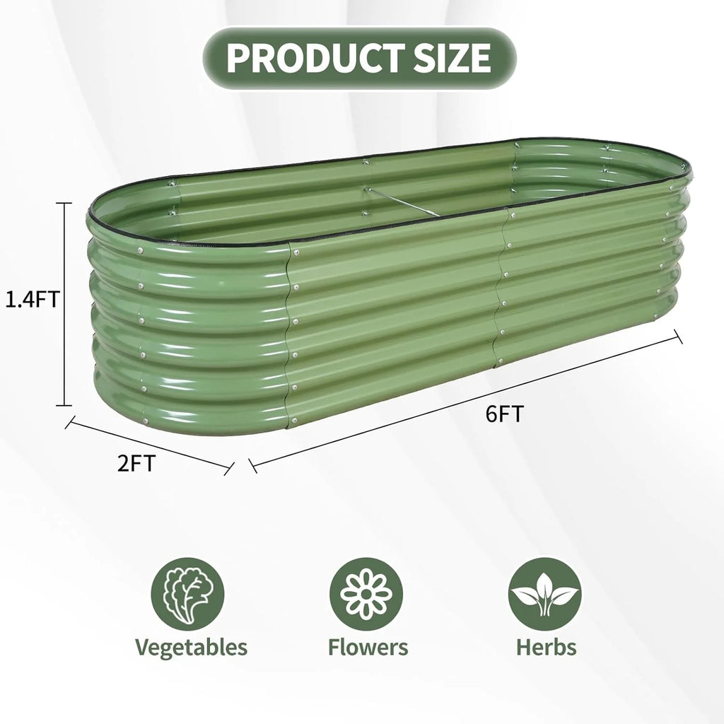 Galvanized Raised Garden Bed- Planter Garden Boxes Outdoor, Raised Beds for Gardening, 8x2x1ft Metal Garden Bed Kit for Vegetables Flower, Planter Raised Beds with Protective Tape & Tools.White