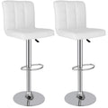 ZenSports Set of 2 Height Adjustable Swivel Bar Stool PU Leather Kitchen Counter Stool W/Back, White