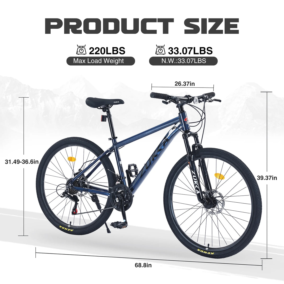 27.5 Inch Mountain Bike, 21 Speed Mountain Bicycle with Front Suspension and Aluminum Alloy Frame for Men Women Boys and Girls, Blue