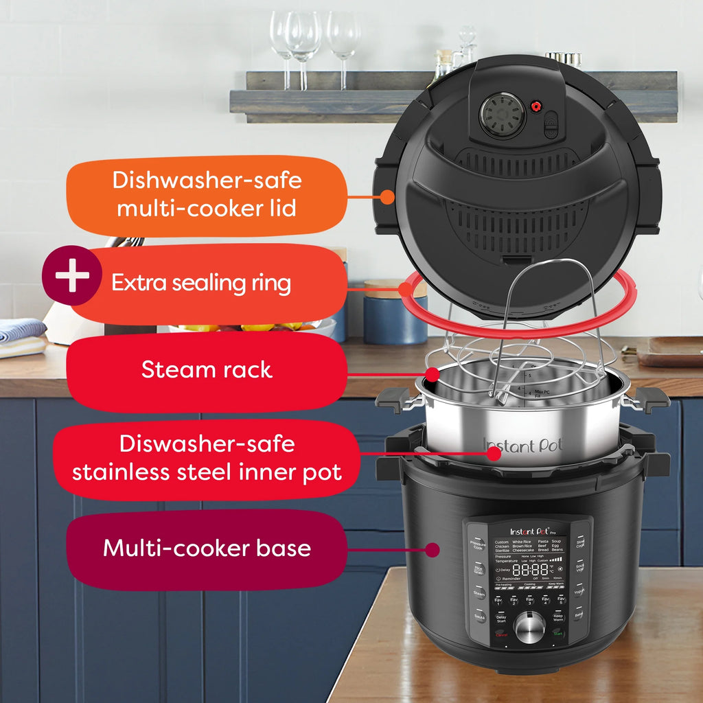 Instant Pot Pro 8-Quart Electric Pressure Cooker, 10-in-1 Slow Cooker, Rice/Grain Cooker, Steamer, Saut, Sous Vide, Yogurt Maker, Sterilizer and Warmer