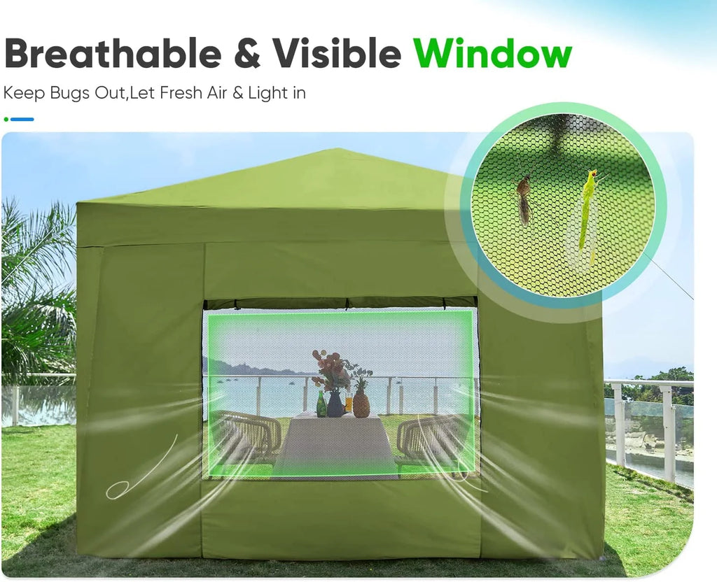 Quictent 8'x8' Pop up Canopy Tent with Sidewalls Instant Outdoor Gazebo Canopy Tent Shelter Enclosed Waterproof, with Wheeled Bag (Pink)