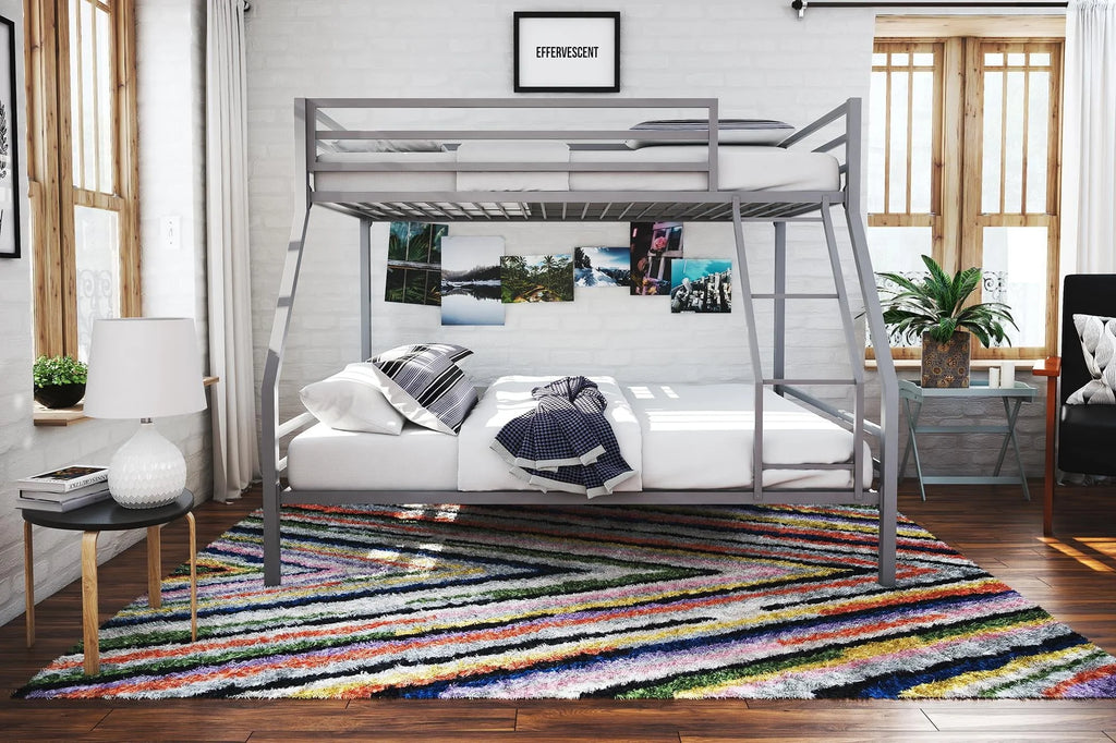 Teen Novogratz Charlie Twin-Over-Full Metal Bunk Bed, Gray