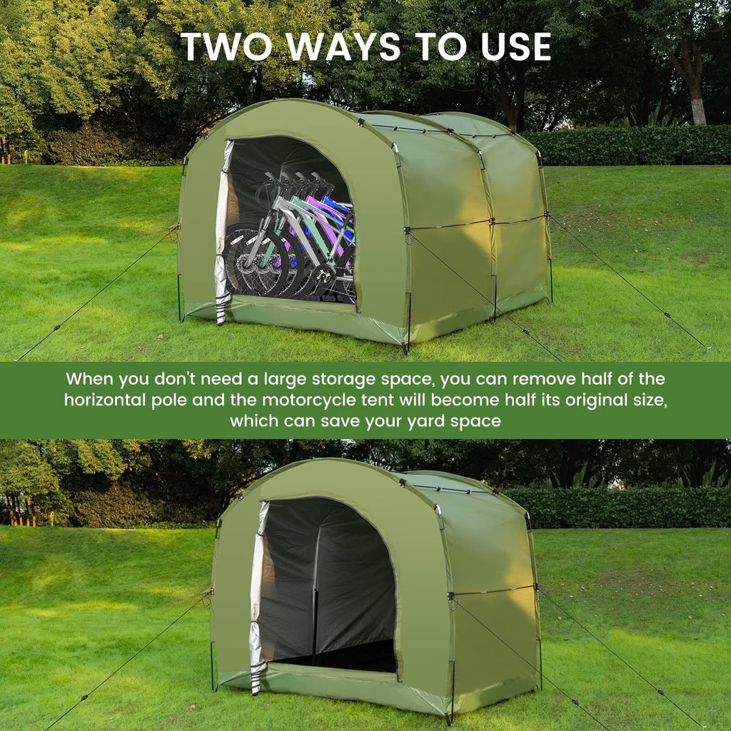 NAIZEA Large Bike Storage Tent, 47" Depth Storage for 6 Bikes Waterproof Outdoor Bicycle Cover, Lawn Mower Garden Tools Shed, Backyard Storage Room Tent Shelter W/Fixing Peg & Rop