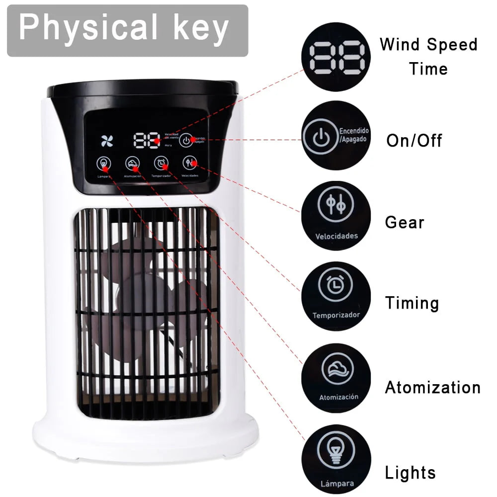 KIZOCAY Portable air conditioner with 6 air speeds, 60 & 120 automatic oscillating evaporative air conditioning fan, quite air cooler humidifier, suitable for home office outdoor, white
