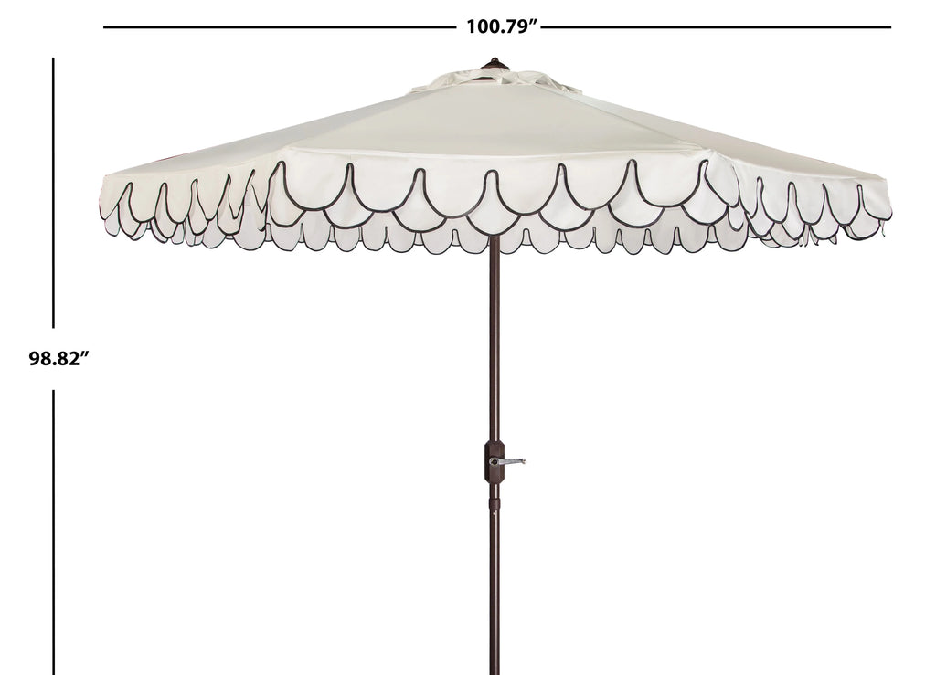 SAFAVIEH Outdoor Collection Elegant Valance 9-Foot Tilt Umbrella Navy / White
