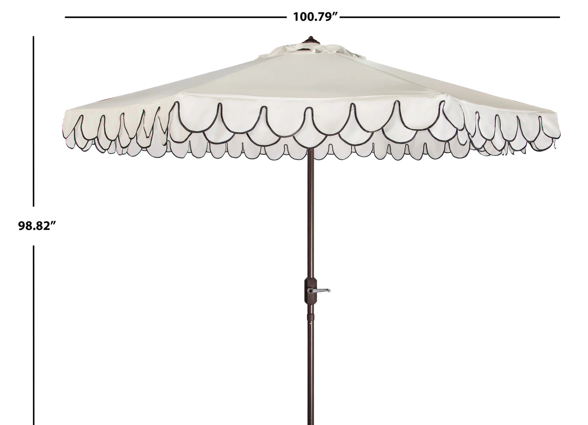 SAFAVIEH Outdoor Collection Elegant Valance 9-Foot Tilt Umbrella Navy / White