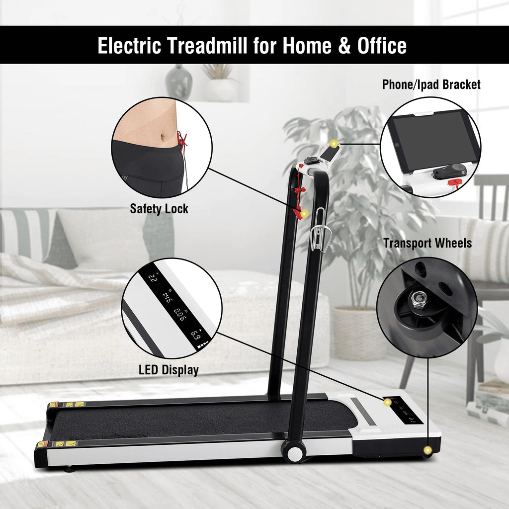 MaxKare 2 in 1 Folding Treadmill 2.25 HP Under Desk Treadmill for Home, 0.5-7.5MHP Remote Control 220lbs Weight Capacity