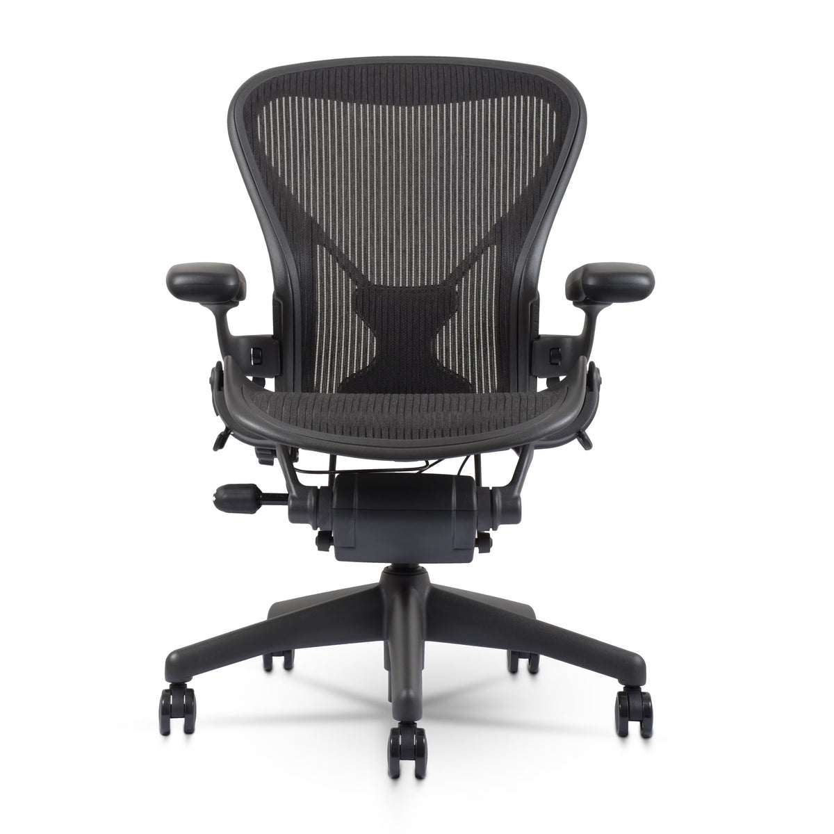 Herman Miller Aeron Chair Size B (𝙍𝙚𝙛𝙪𝙧𝙗𝙞𝙨𝙝𝙚𝙙) Fully Loaded PostureFit Clip‑Latch Adjustable Arms and 12‑Year Warranty along with 3 Yr Mechanical Warranty