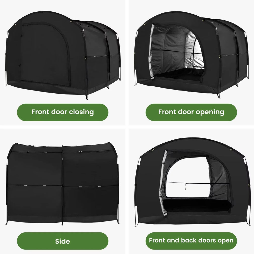 NAIZEA Large Bike Storage Tent, 47" Depth Storage for 6 Bikes Waterproof Outdoor Bicycle Cover, Lawn Mower Garden Tools Shed, Backyard Storage Room Tent Shelter W/Fixing Peg & Rop
