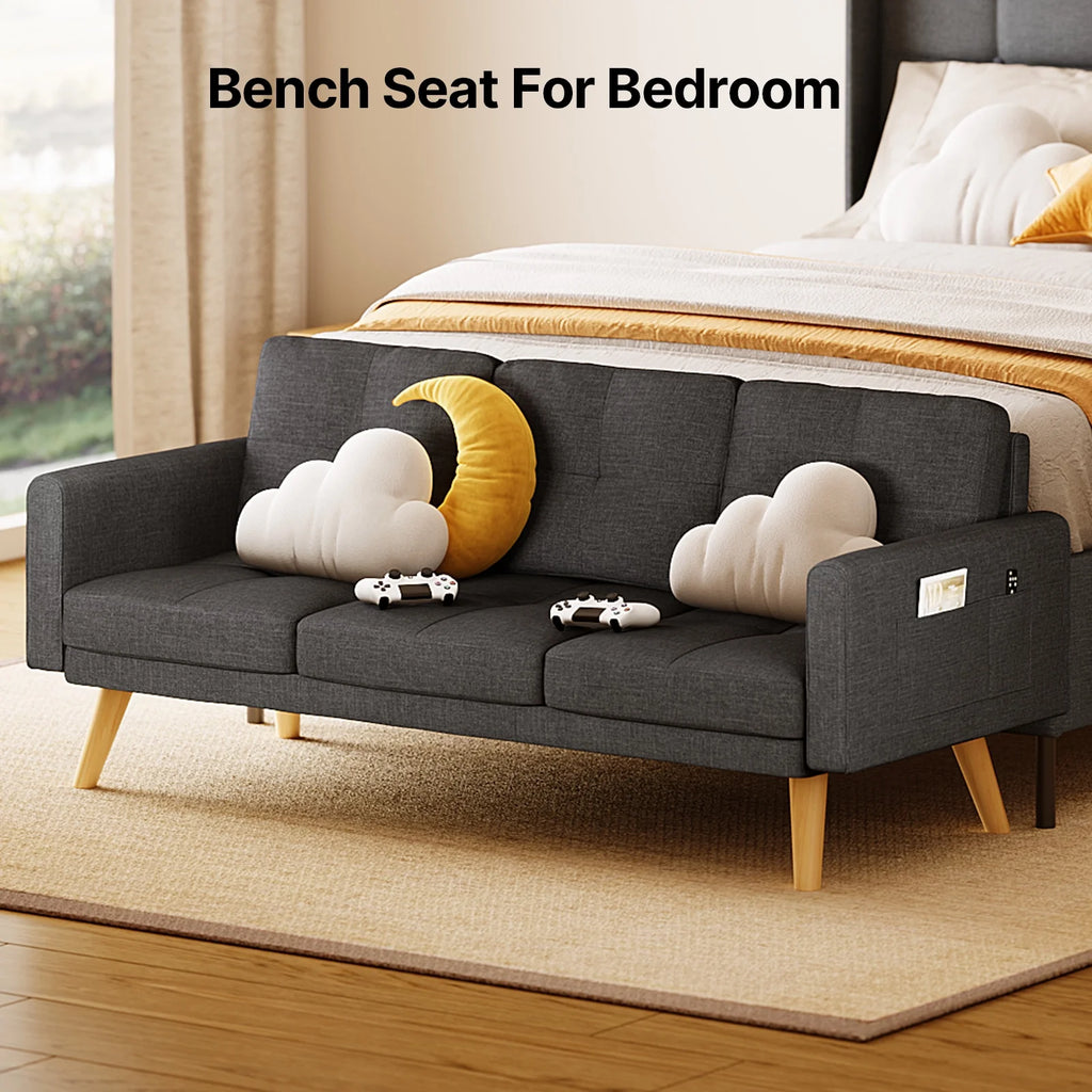 Lofka Sofa Couch with Large Storage Pockets and Soft Seats,Modern Loveseat Sofa for Apartment, Office, Bedroom,Deep Gray