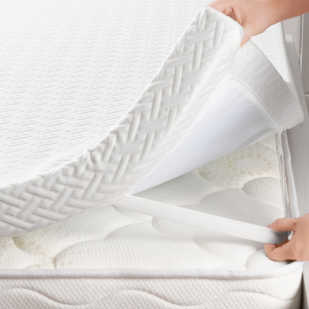 3 Inch Memory Foam Mattress Topper Queen Size Breathable Gel Memory Foam Cooling Mattress Topper Mattress Pad Cover for Back Pain Bed Topper with Washable Cover