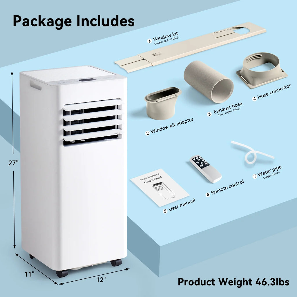 Bapipro 10,000 BTU Smart Portable AC - WiFi/Remote, 4-in-1 for 300 Sq.Ft, 24H Timer, Window Kit, 55dB, ETL Certified