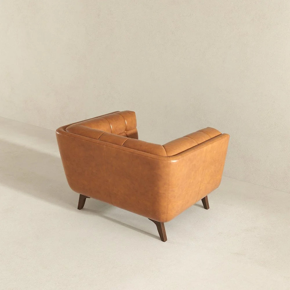 Allen Mid-Century Modern Velvet Upholstered Armchair in Blue