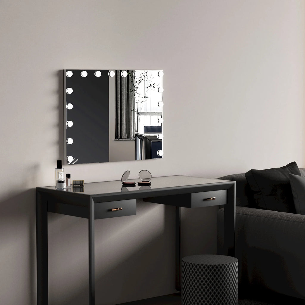 Fenchilin 32"x23" Vanity Mirror with Lights USB Charging Tabletop Wall Mount Metal White