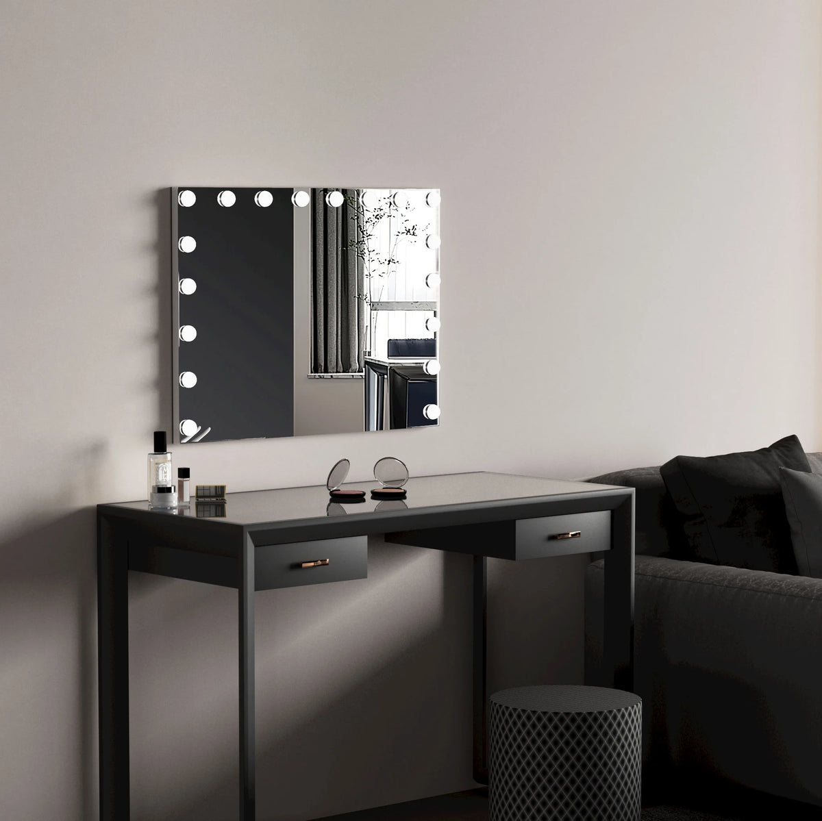 Fenchilin 32"x23" Vanity Mirror with Lights USB Charging Tabletop Wall Mount Metal White