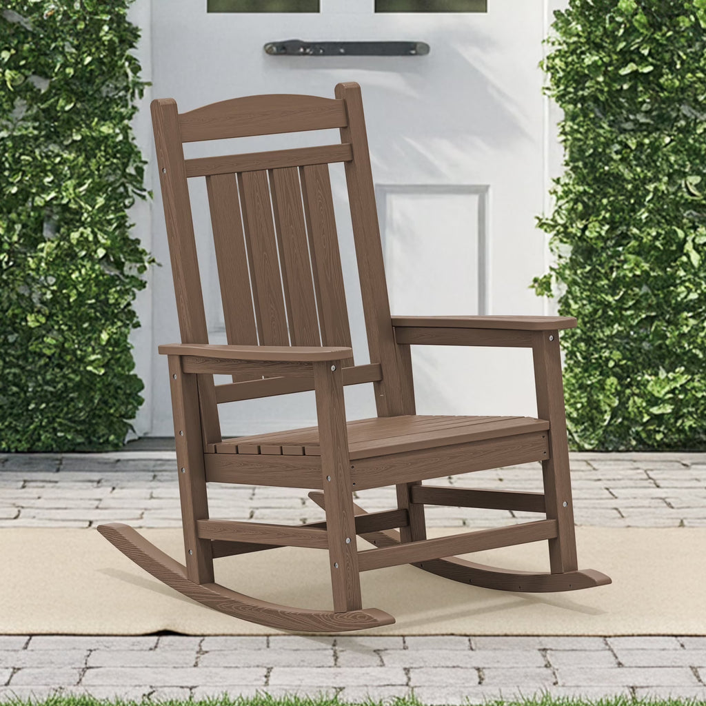KINGYES Outdoor Rocking Chair Set of 2, HDPE Patio Rocking Chair, Heavy Duty Front Porch Rocker, Navy