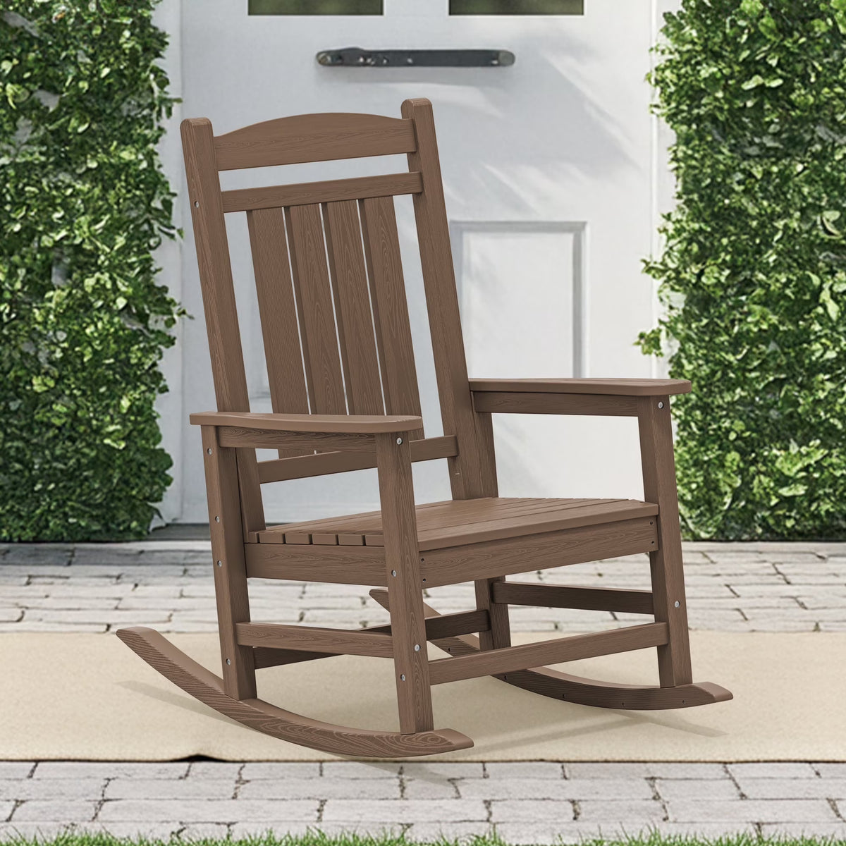 KINGYES Outdoor Rocking Chair Set of 2, HDPE Patio Rocking Chair, Heavy Duty Front Porch Rocker, Navy