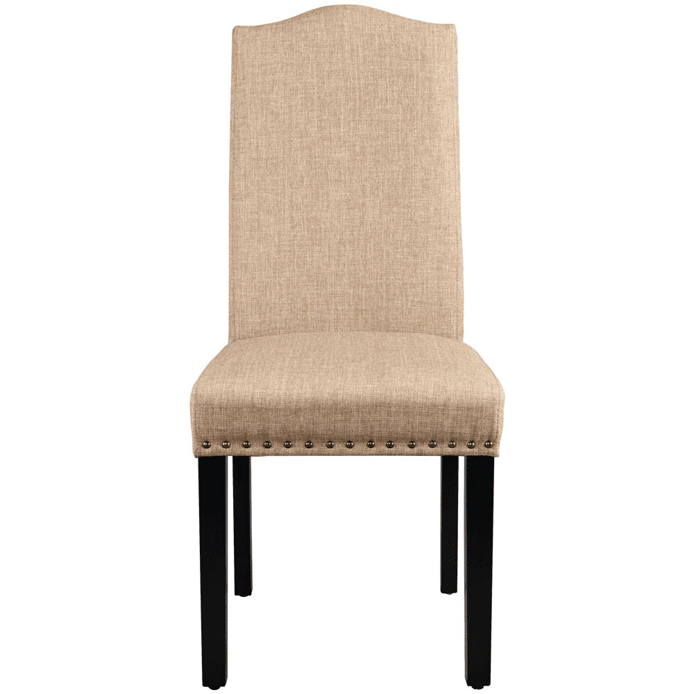 Easyfashion Set of 2 Classic Upholstered Dining Chair, Khaki