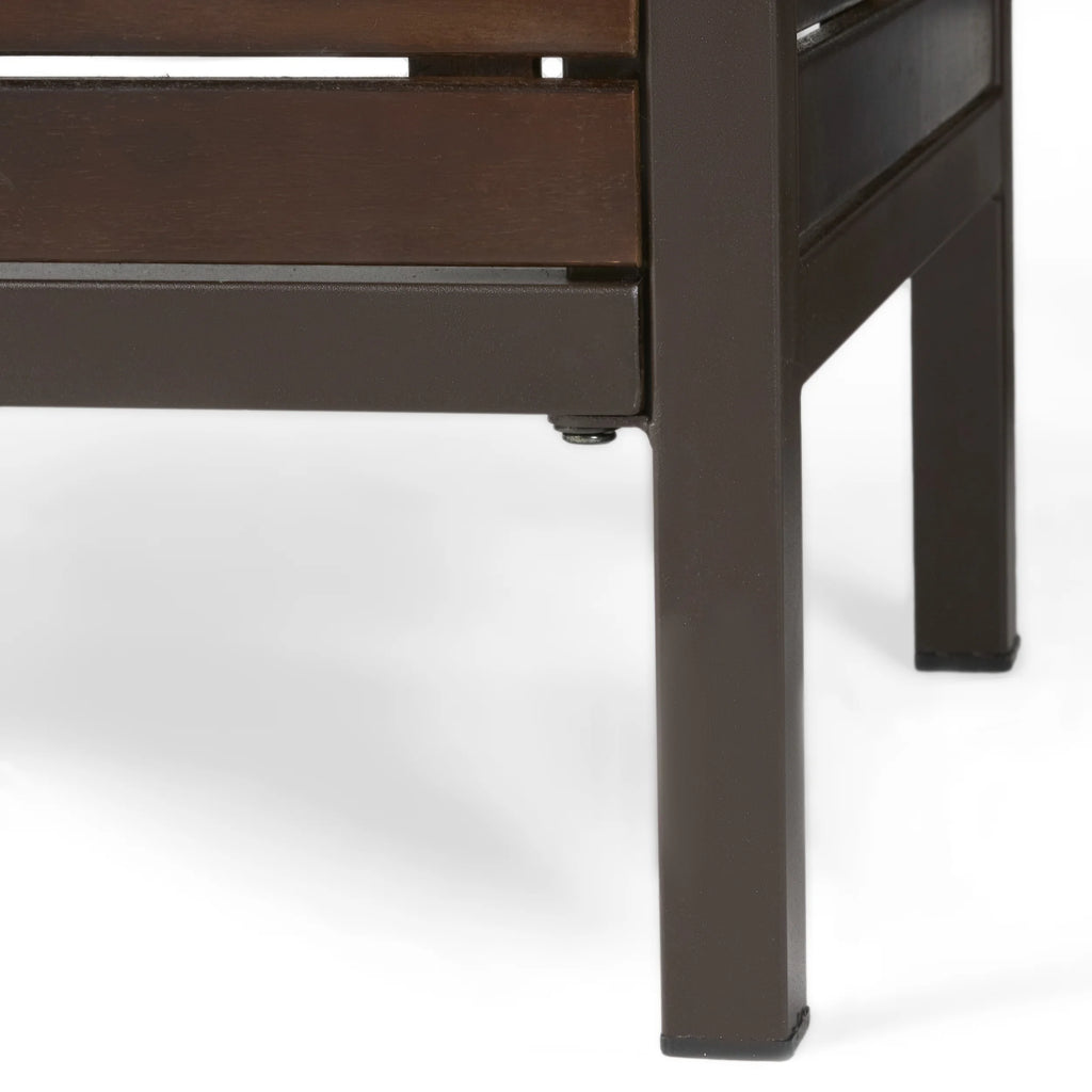 GDF Studio Darnel Outdoor Acacia Wood Bar Table, Dark Brown and Rustic Metal