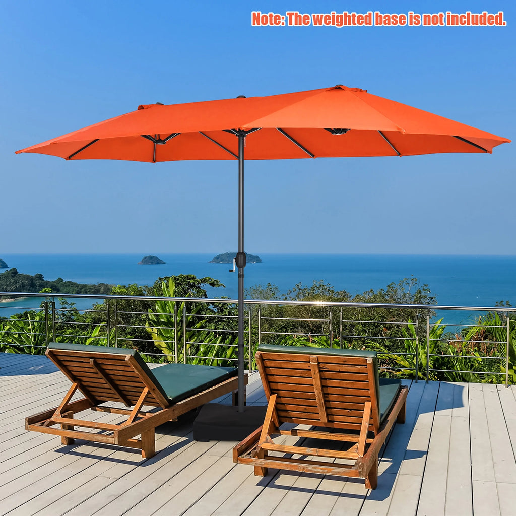 Costway 15ft Beige Patio Double-Sided Umbrella, Crank Lift