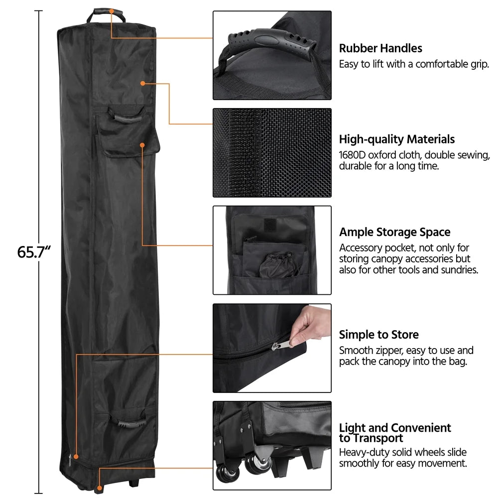 Alden Design Adjustable 10' x 10' Commercial Pop-up Canopy with Wheeled Carry Bag, Blue