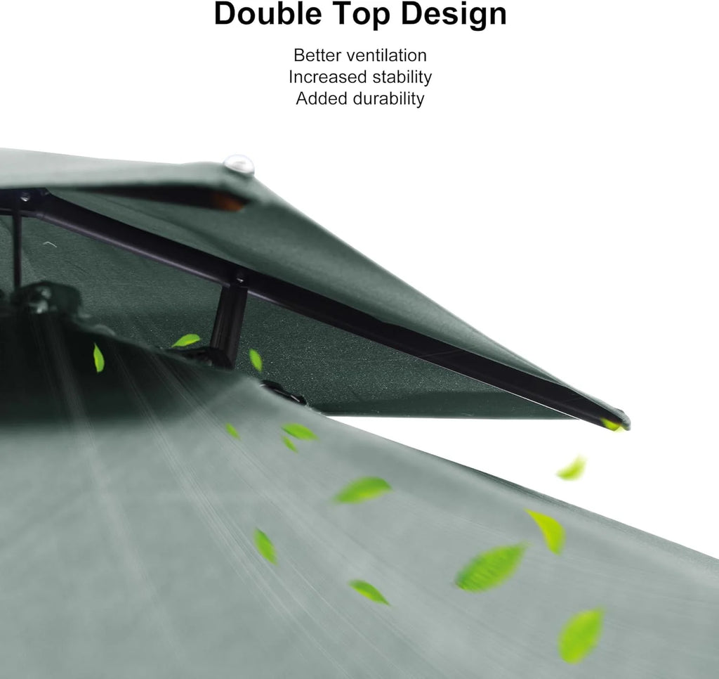 PURPLE LEAF Outdoor Cantilever Umbrella 10' X 13' Rectangle Umbrella Large Patio Umbrella Windproof Heavy Duty Hanging Offset Umbrella for Garden Outdoor Pool, Dark Grey