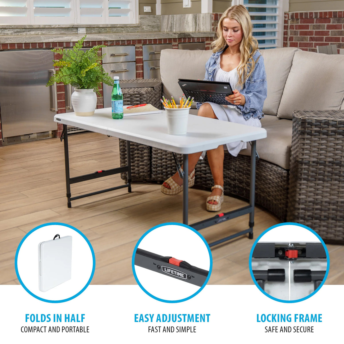 Lifetime 4-Foot Fold-in-Half Adjustable Table (Residential)