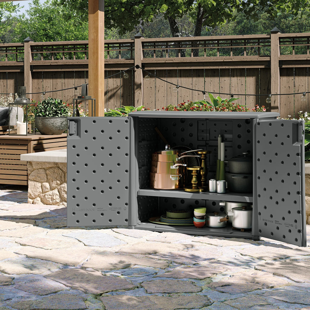 Suncast Outdoor 97-gallon Cabinet Deck Storage Box, Gray