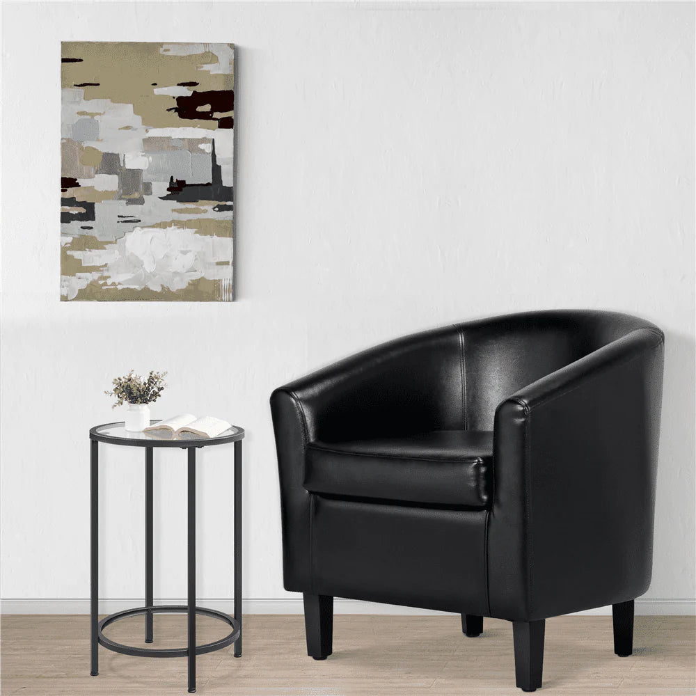 Yaheetech Faux Leather Accent Arm Chair For Living Room, Black