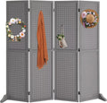 Bonnlo 4 Panel Pegboard Freestanding, 5 FT Portable Display for Craft Show Jewelry, Wooden Folding Room Divider