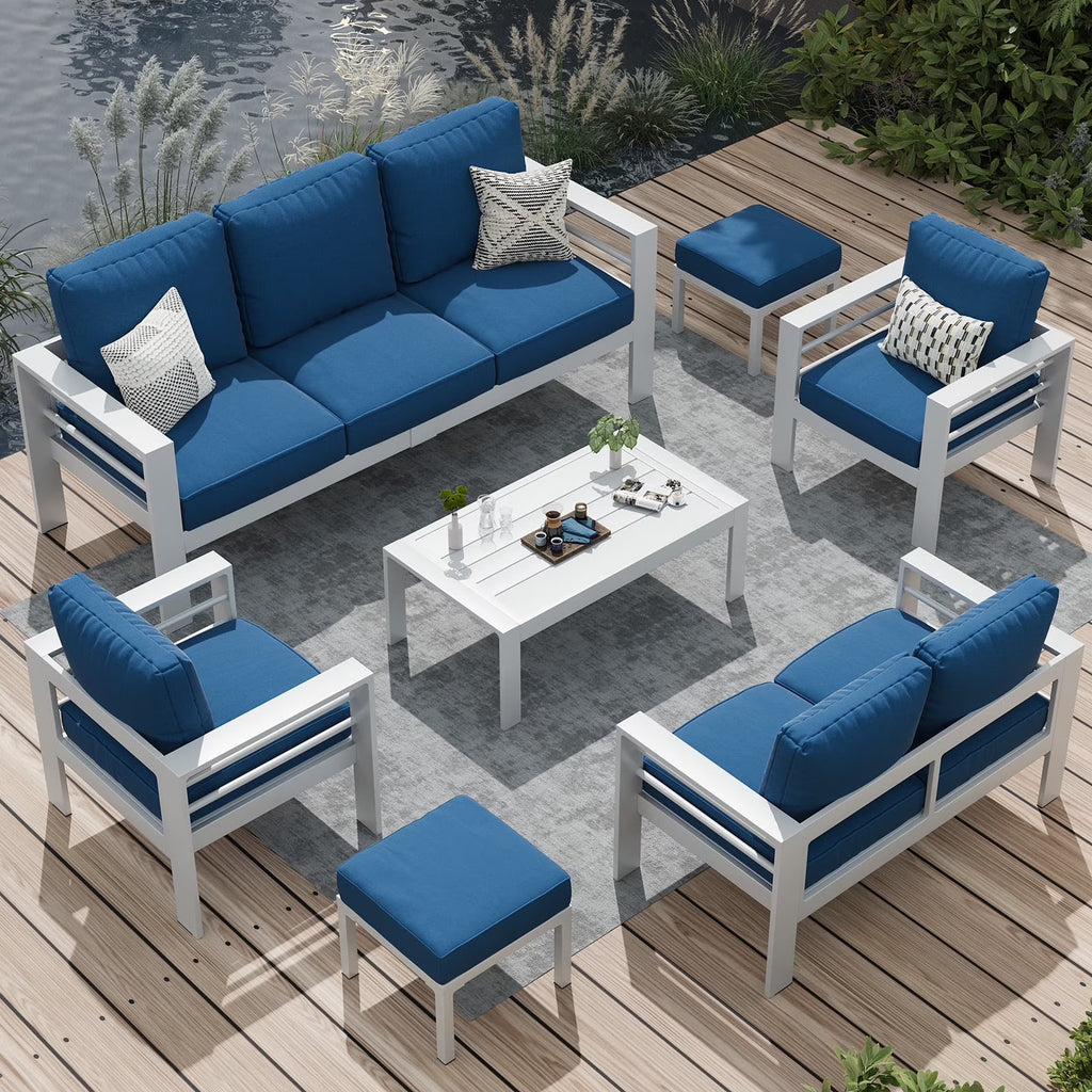 AECOJOY Aluminum Outdoor Furniture Set, 7 Pieces Metal Patio Furniture on sale Outdoor Couch Patio Conversation Set - Light Grey