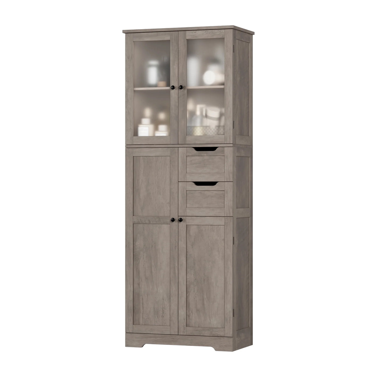 Homfa 67" Tall Bathroom Cabinet, White Linen Cabinet with Doors and Removable Drawers, Kitchen Cupboard
