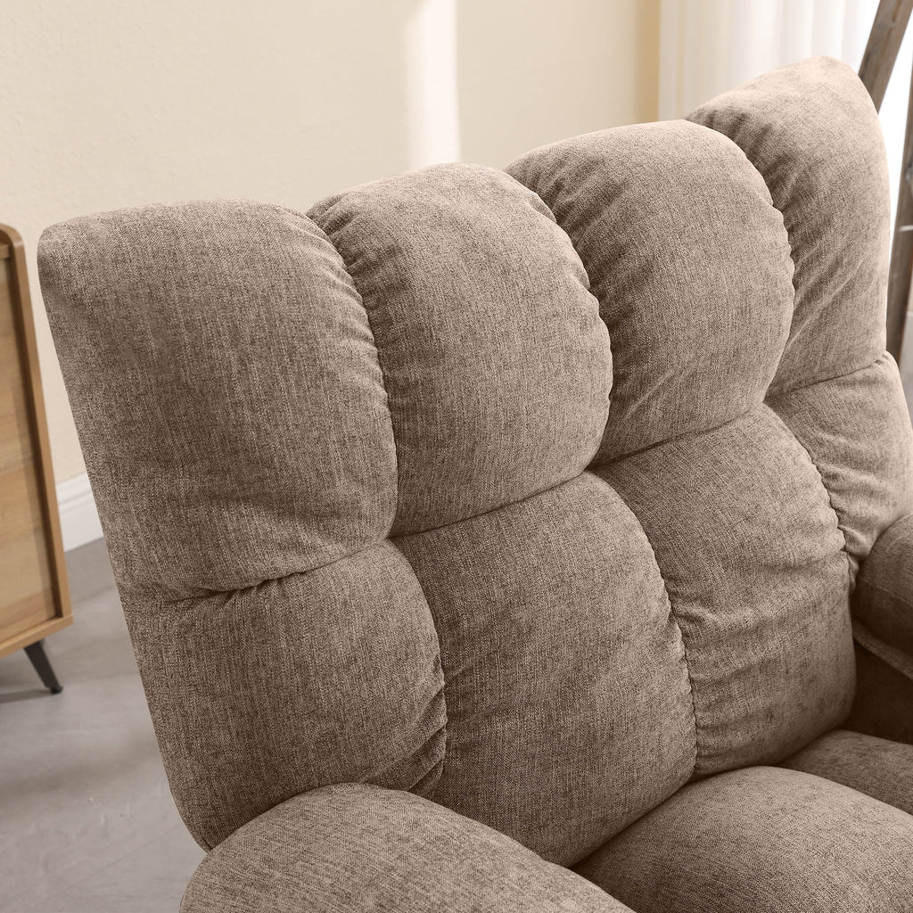 JONPONY Manual Recliner Chair with Heat Therapy and Massage Function, Heavy Duty Reclining Mechanism Massage Chair, Elderly Single Rocker Sofa with Cup Holders for Bedroom Home Theater,Grey