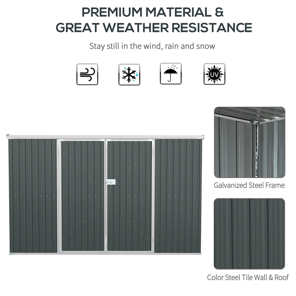 Outsunny 4.6' x 9' Metal Outdoor Storage Shed, Garden Utility Tool House with Double Lockable Doors for Backyard, Patio, Lawn, Garage, White