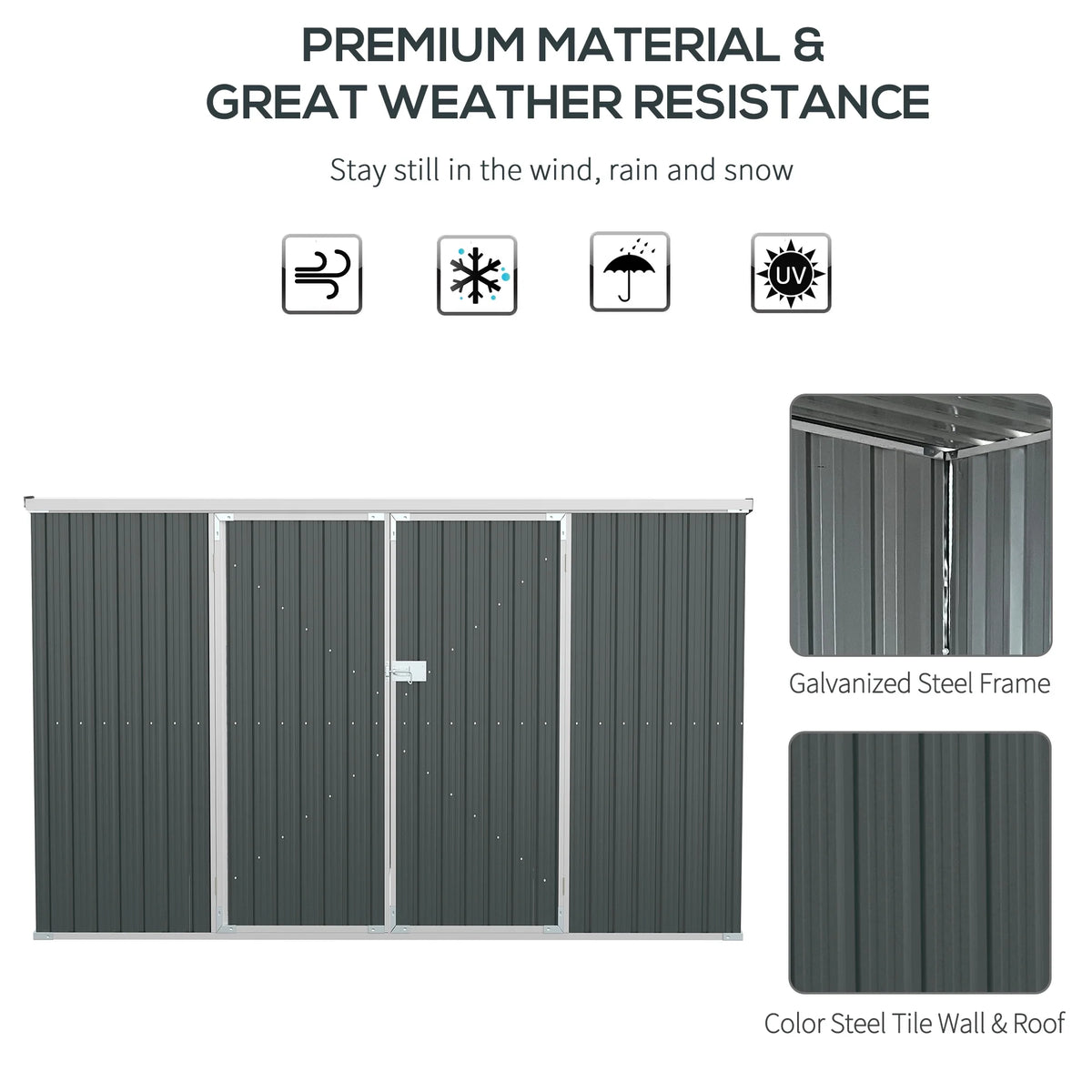 Outsunny Metal Outdoor Storage Shed with Lockable Doors, 3.3' x 3.4', Brown