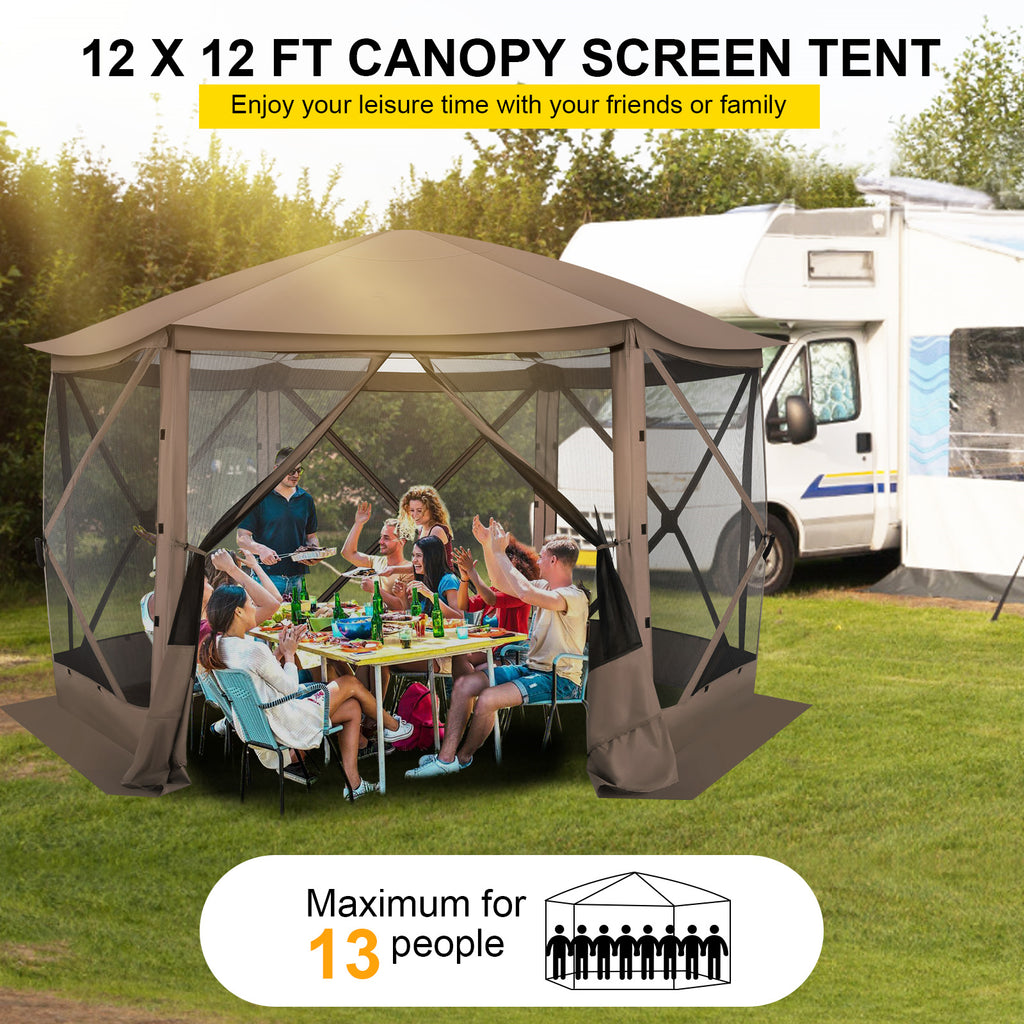 SANOPY 12x12 Pop up Gazebo Screen Tent Screen House for Camping,Starry Sky Gazebo with Removable Roof, Outdoor Screened Gazebo without Sidewalls, Portable Hub Tent with Carry Bag and Ground Stakes
