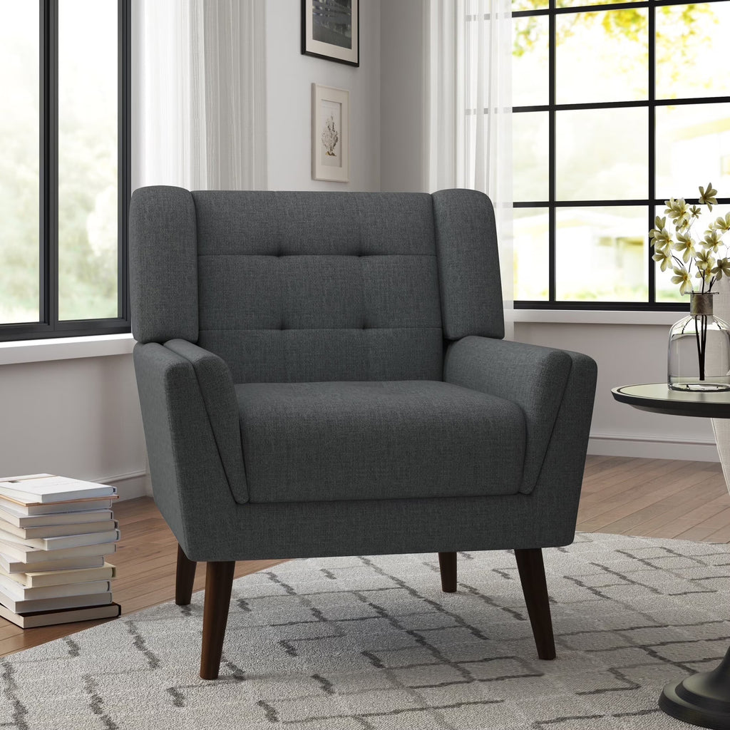 DREAMSIDEA Accent Chair Set of 2 Living Room Chair Linen Upholstered Comfortable Armchair Modern Chairs for Living Room Bedroom Indoor Furniture, Beige