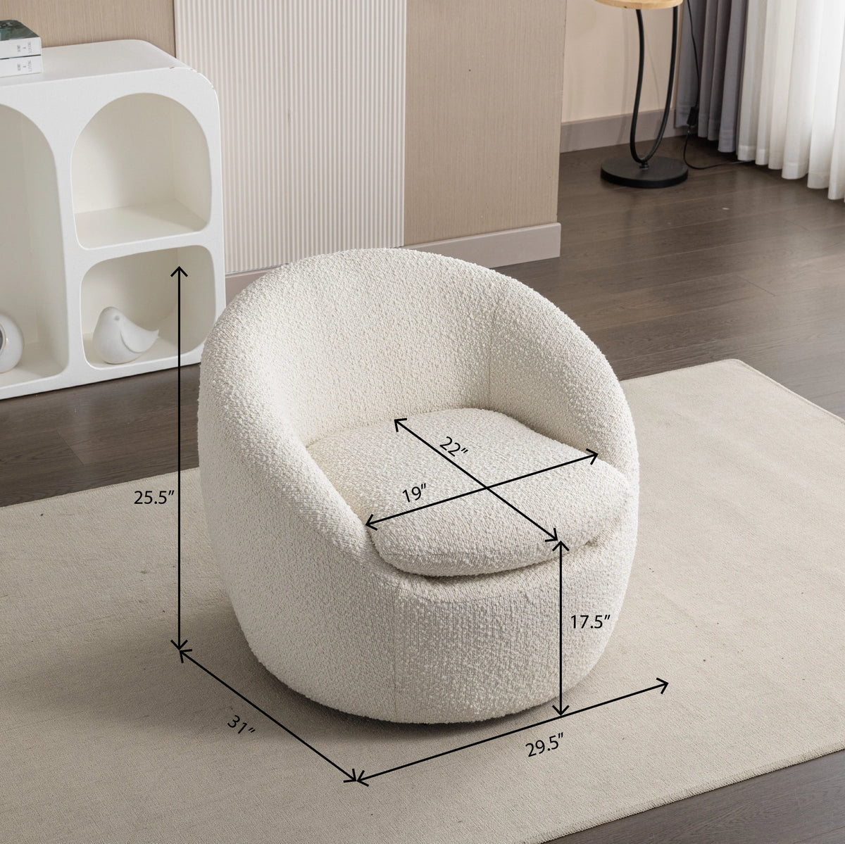 Roundhill Furniture Winnie Modern Barrel Chair, 360 Swivel