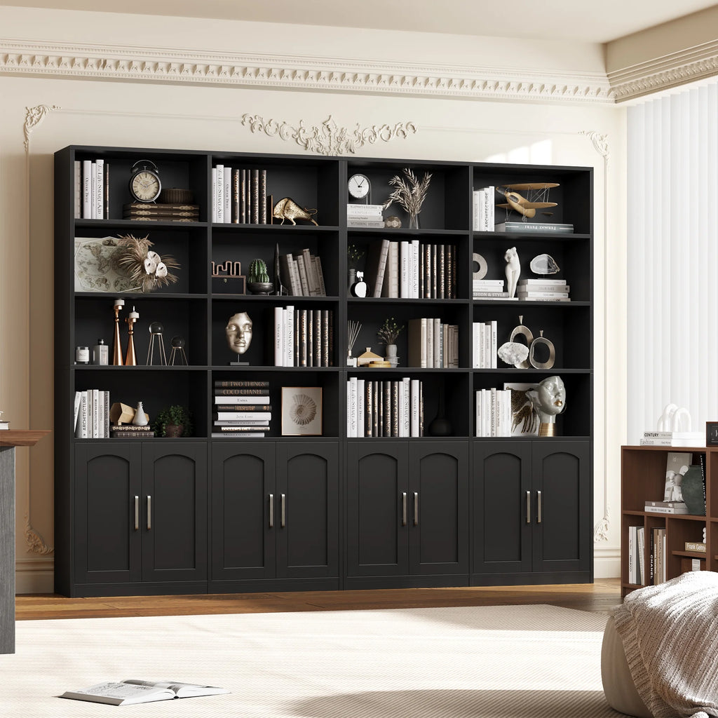 Homfa 73 Tall Bookcases with Doors, 8 Cubes 6-Tier Double Row Bookshelf, White Bookcase for Living Room Home Office