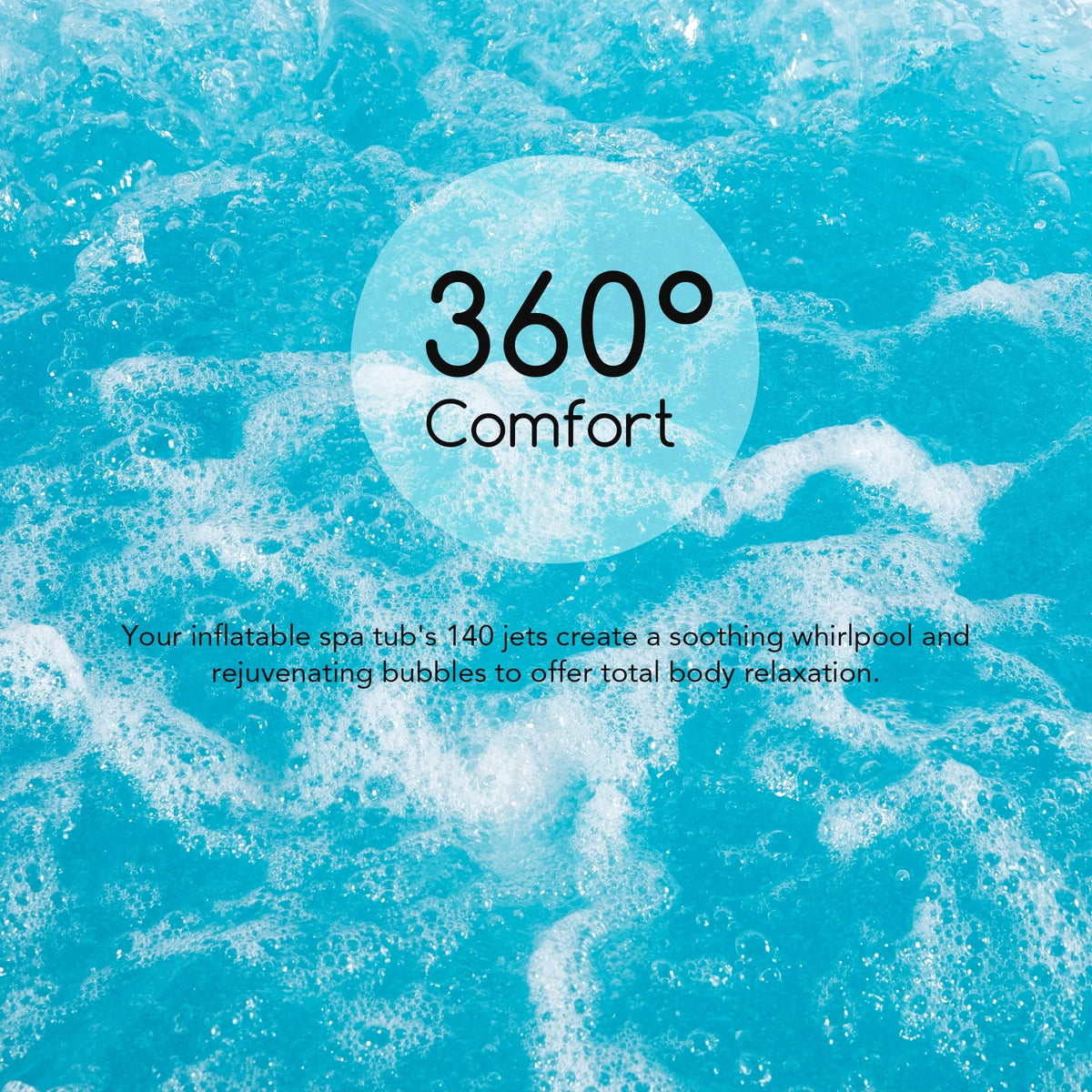 CO-Z 5x5ft PVC Square Inflatable Spa Tub & 120 Massaging Jets for Patio & More for 4-person Blue